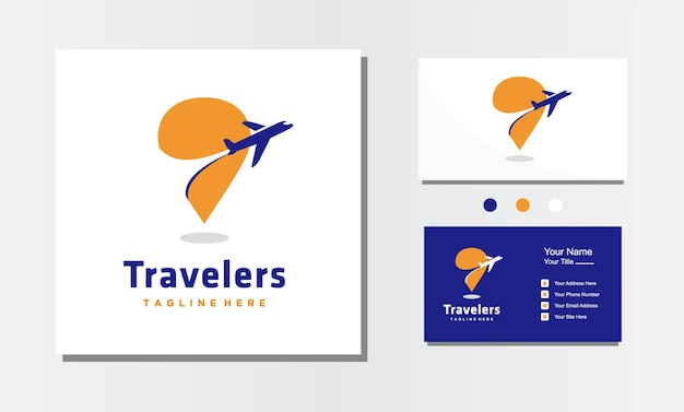 Ícone de design de logotipo de viagem de ponto isolado em fundos brancos