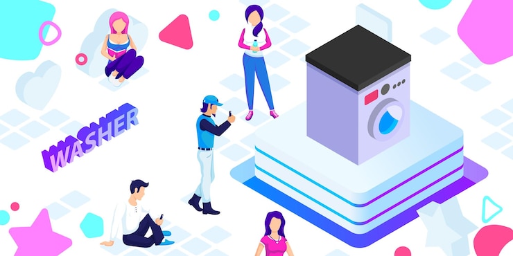 Vetor ícone de design isométrico de arruela vector web ilustração 3d conceito colorido