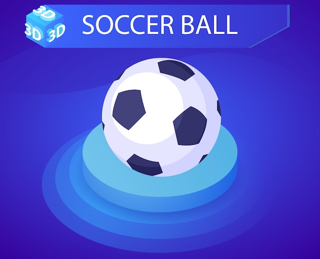 Ícone de design isométrico de bola de futebol vector web ilustração 3d conceito colorido