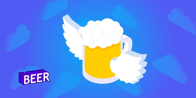 Ícone de design isométrico de cerveja vector web ilustração 3d conceito colorido