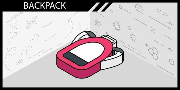 Ícone de design isométrico de mochila vector web ilustração 3d conceito colorido