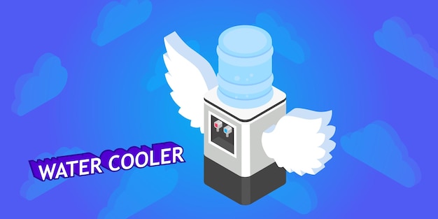 Ícone de design isométrico de refrigerador de água vector web ilustração 3d conceito colorido