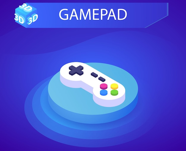 Ícone de design isométrico do gamepad Ilustração em vetor web 3d conceito colorido