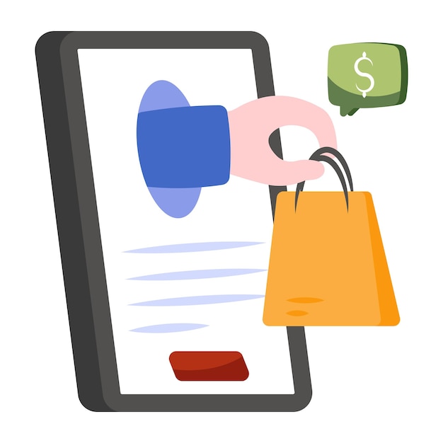 Ícone de design moderno de compras móveis