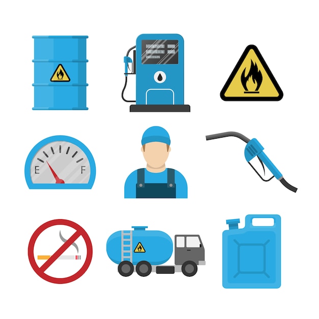 Ícone de design plano de posto de gasolina