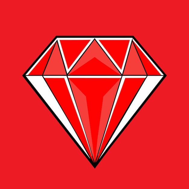 Vetor Ícone de diamante em fundo vermelho símbolo de jóias ilustração vetorial eps 10