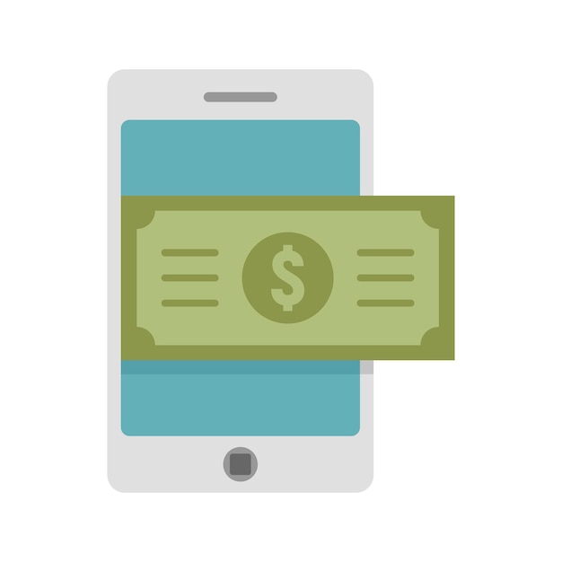 Ícone de dinheiro de dinheiro de smartphone ilustração plana do ícone vetor de dinheiro de dinheiro de smartphone para web design