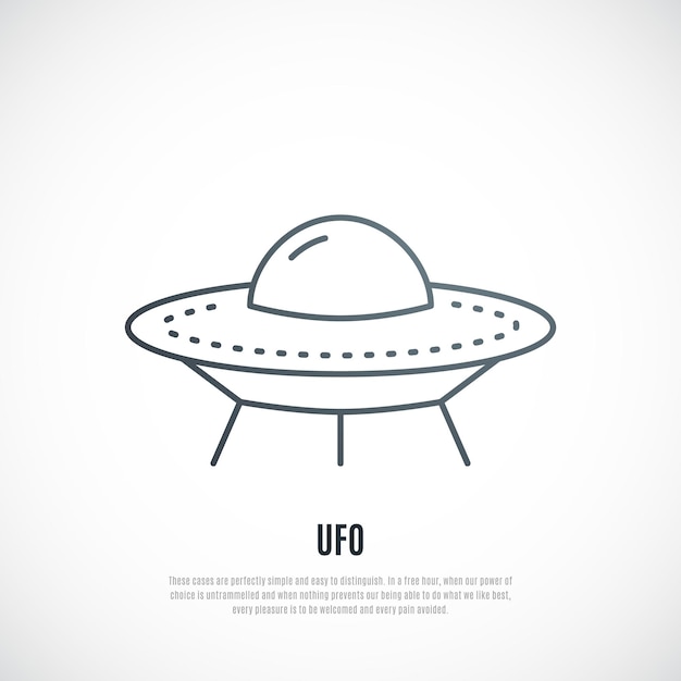 Ícone de disco voador ufo isolado em fundo branco ilustração de nave espacial em estilo de linha