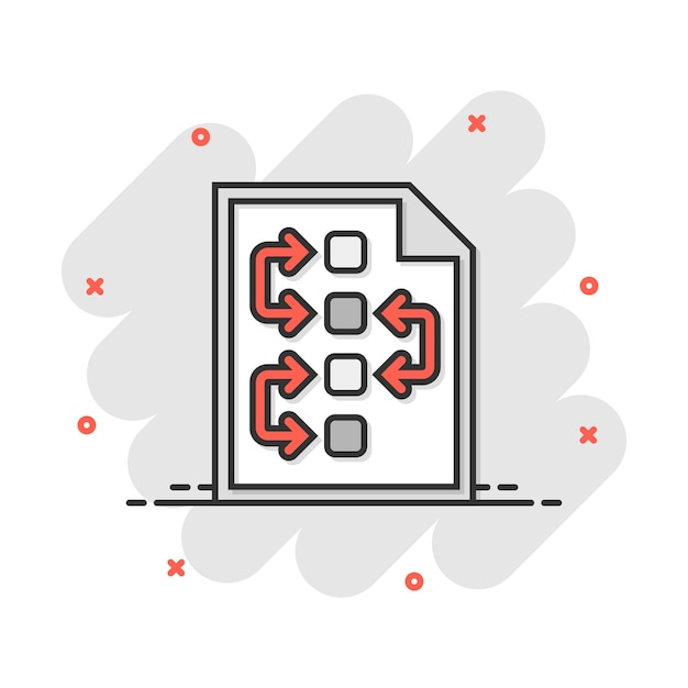 Ícone de documento de plano tático de desenho vetorial em estilo cômico pictograma de ilustração de conceito de estratégia documento conceito de efeito de respingo de negócios