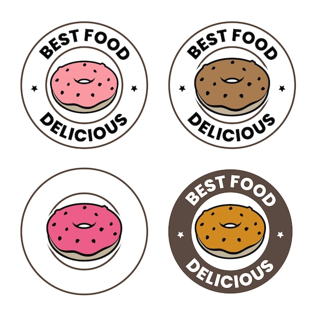 Ícone de donut redondo colorido com conjunto de texto 3