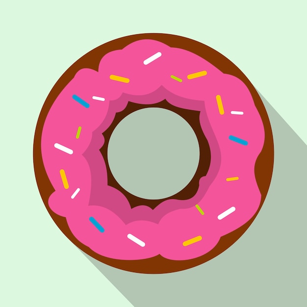 Vetor Ícone de donut vitrificado rosa em estilo simples sobre um fundo azul claro