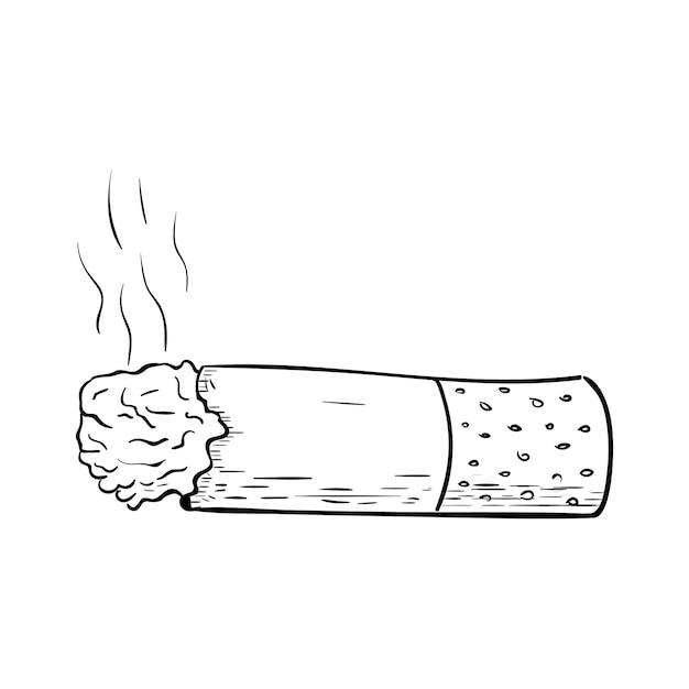 Ícone de doodle de cigarro desenhado à mão. esboço preto desenhado de mão. sinal de símbolo de desenho animado. elemento de decoração. fundo branco. isolado. design plano. ilustração vetorial