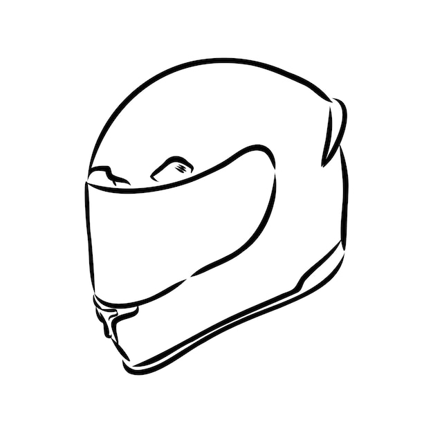 Ícone de doodle de contorno desenhado à mão do capacete da motocicleta. proteção e velocidade da motocicleta, conceito de equipamento de segurança. ilustração de desenho vetorial para impressão, web, mobile e infográficos em fundo branco. moto