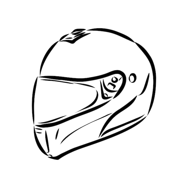 Ícone de doodle de contorno desenhado à mão do capacete da