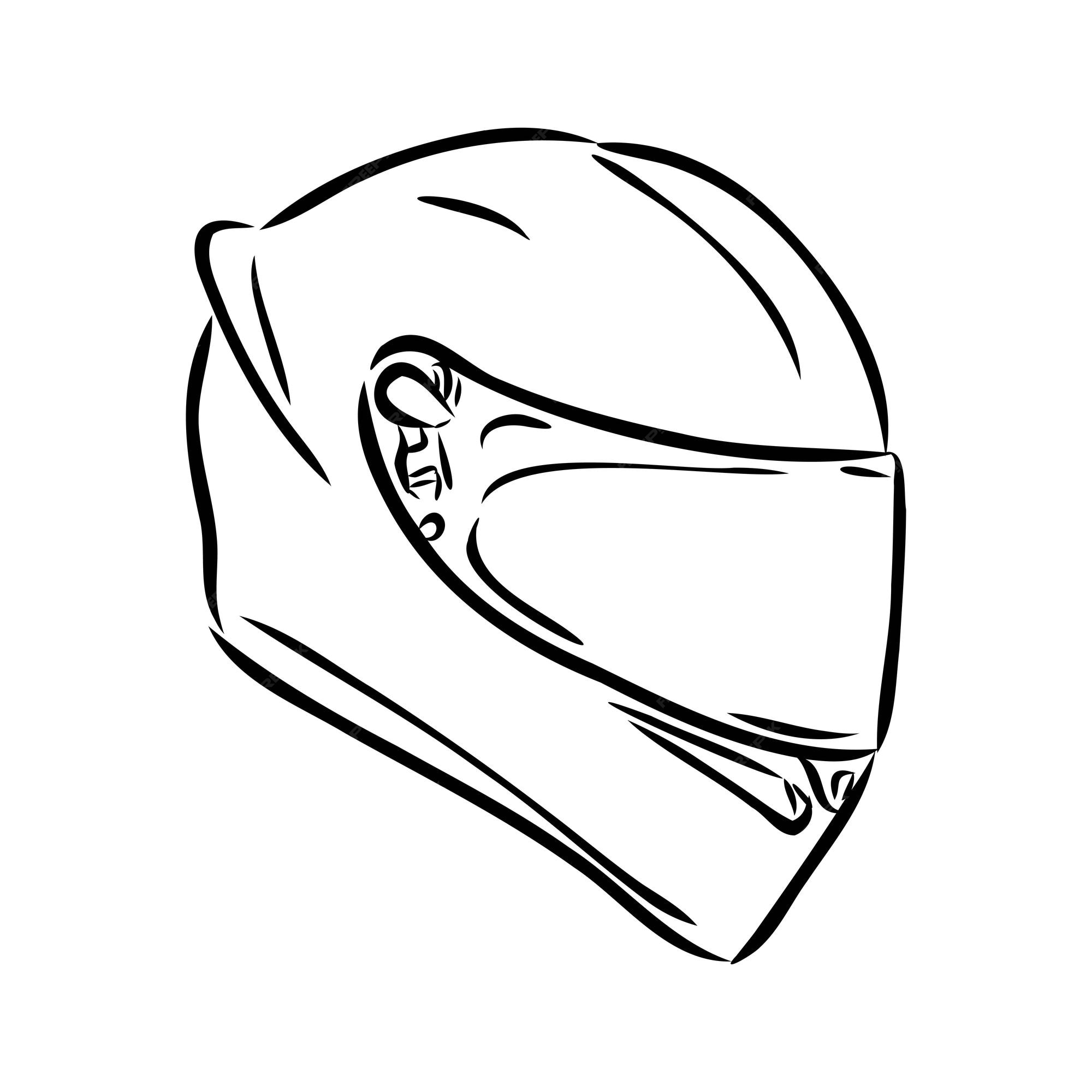 Ícone de doodle de contorno desenhado à mão do capacete da