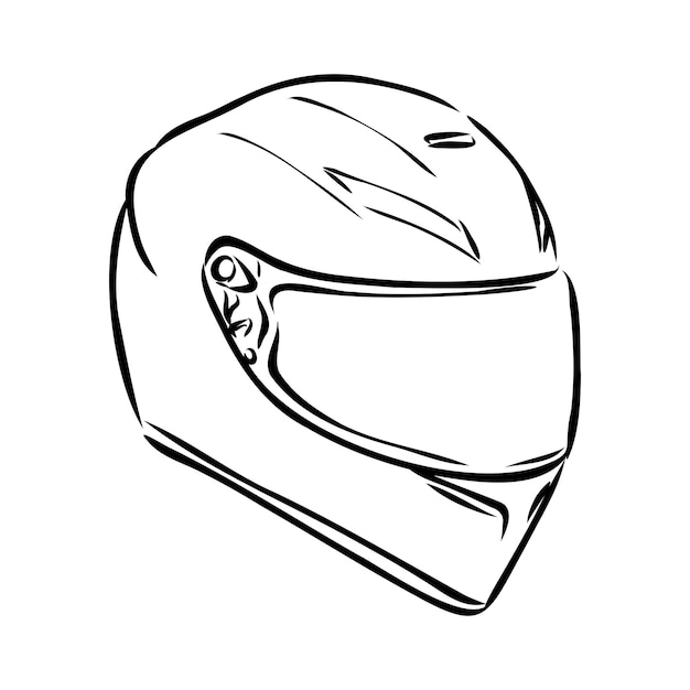 Capacete de motocicleta, contorno desenhado à mão, ícone de doodle,  proteção de moto e equipamento de segurança de velocidade