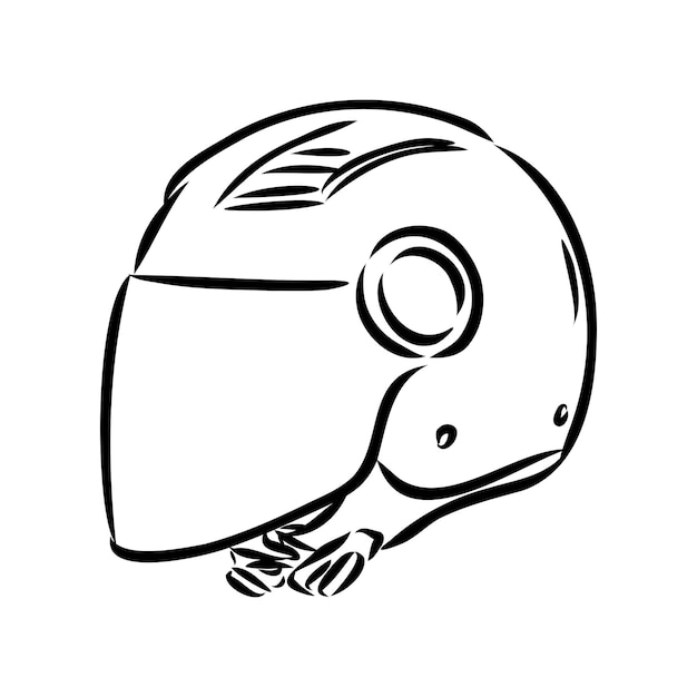 Desenho de motociclista em uma motocicleta, ilustração vetorial de contorno