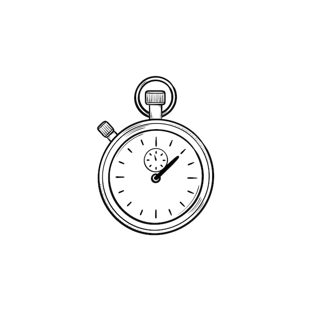 Ícone de doodle de contorno desenhado de mão cronômetro. medição de tempo, intervalo de tempo e contagem regressiva, conceito de prazo