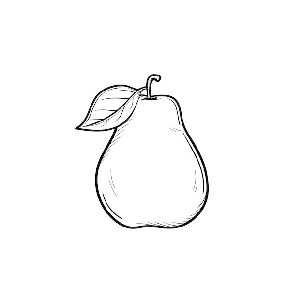 Ícone de doodle de contorno desenhado de mão de fruta pêra. fruta fresca saudável - ilustração do esboço do vetor pêra para impressão, web, mobile e infográficos isolados no fundo branco.