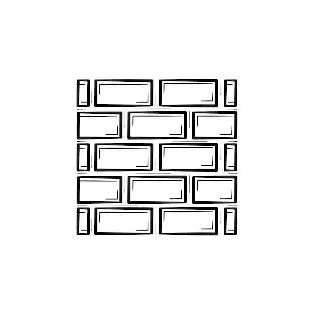 Ícone de doodle de contorno desenhado de mão de parede de tijolo. construção de parede de ilustração de desenho vetorial tijolo para impressão, web, mobile e infográficos isolados no fundo branco.