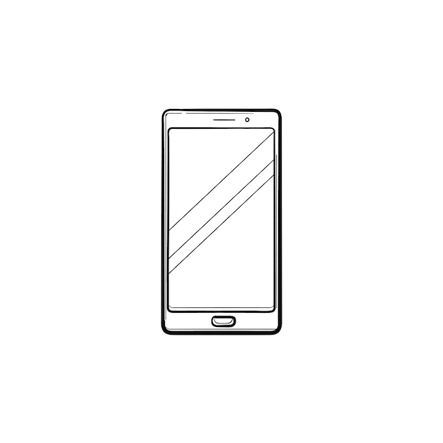 Ícone de doodle de contorno desenhado de mão de telefone móvel. samrtphone, dispositivo de comunicação, gadget e conceito de aplicativo