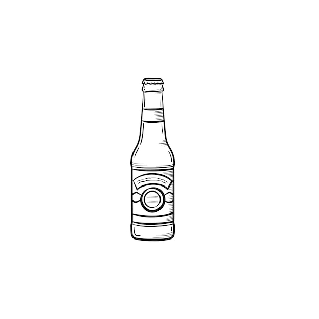 Ícone de doodle de contorno desenhado de mão garrafa de cerveja. ilustração em vetor desenho de garrafa de cerveja artesanal para impressão, web, mobile e infográficos isolados no fundo branco.