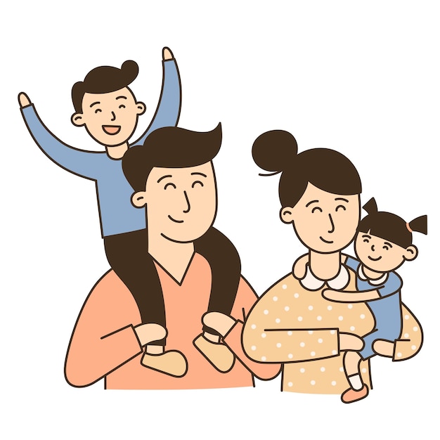 Ícone de doodle de criança e família desenhados à mão de família
