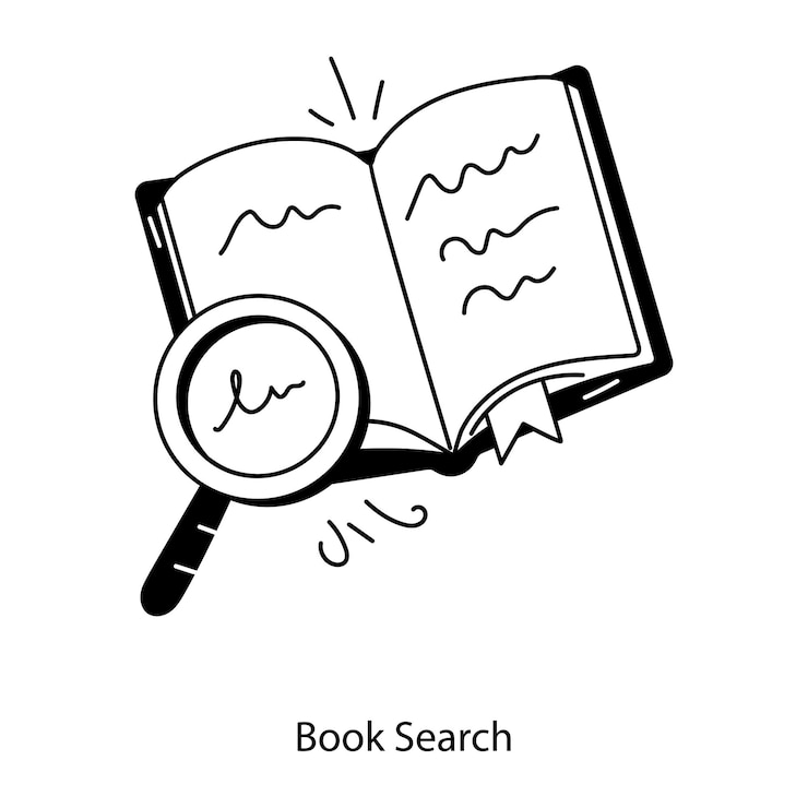 Vetor ícone de doodle moderno representando a pesquisa de livros