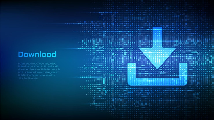 Vetor ícone de download feito com código binário baixe o símbolo de instalação do armazenamento de dados cloed