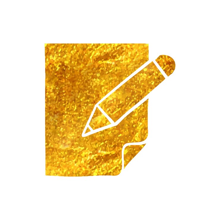 Vetor ícone de edição de documento desenhado à mão em ilustração vetorial de textura de folha de ouro