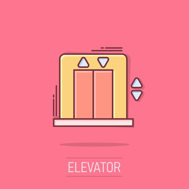Vetor Ícone de elevador em estilo cômico ilustração vetorial de desenho animado do elevador em fundo branco isolado conceito de negócio de transporte de passageiros