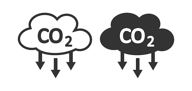 Ícone de emissões de co2 símbolo de ecologia e meio ambiente sign vector poluição de dióxido de carbono