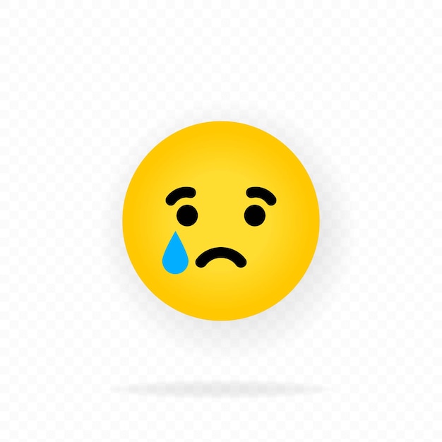 Ícone de emoji amarelo. chorando emoji. cara triste com emoticon. bate-papo, comentário, emotes de reação.