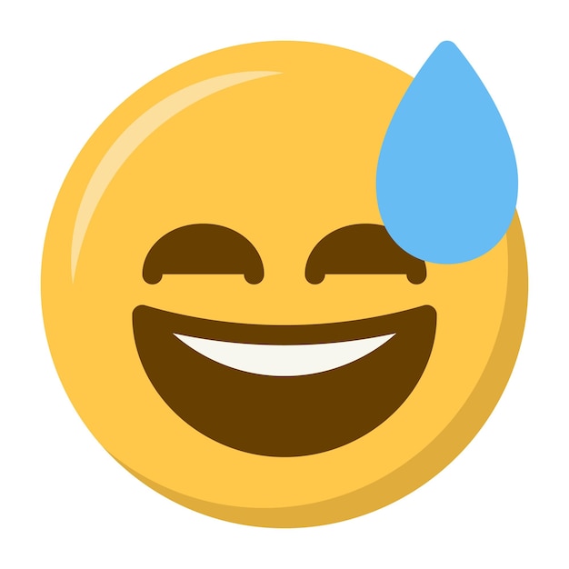 Vetor Ícone de emoji de rosto suado sorridente