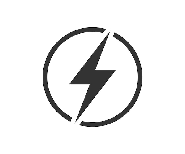 Ícone de energia do relâmpago no símbolo do vetor de eletricidade do círculo