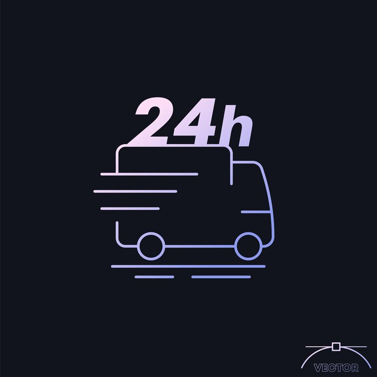 Vetor ícone de entrega de 24 horas com vetor de carrinha