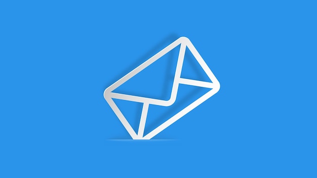 Ícone de envelope de corte de papel isolado em fundo azul símbolo de carta de mensagem de e-mail estilo de arte de papel ilustração vetorial