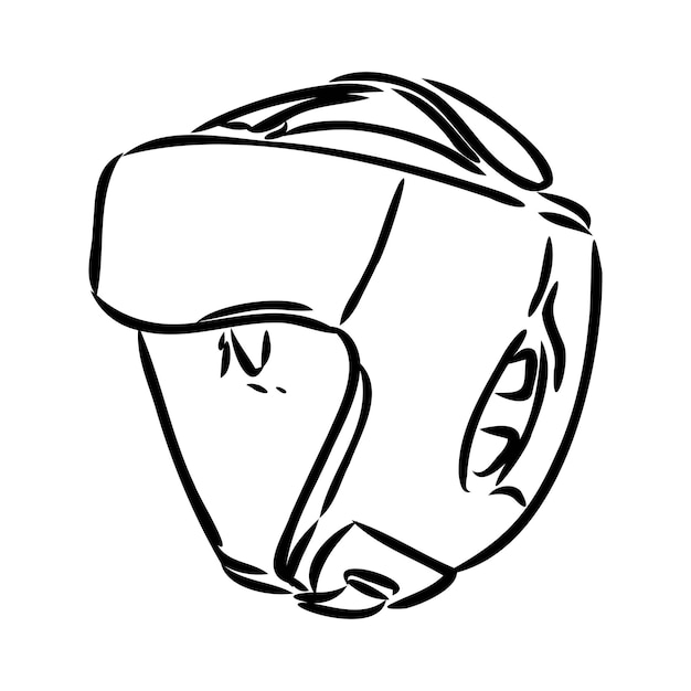 Ícone de esboço de capacete de boxer vetor mão desenhada doodle azul linha arte sinal de capacete de boxeador símbolo isolado il...