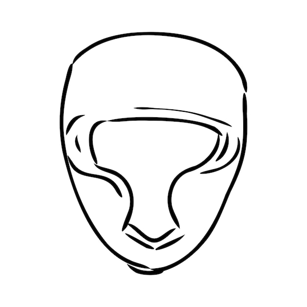 Ícone de esboço de capacete de boxer vetor mão desenhada doodle azul linha arte sinal de capacete de boxeador símbolo isolado il...