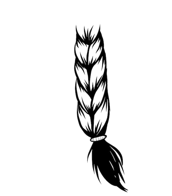 Vetor Ícone de esboço de rabisco de penteado de trança isolado ilustração vetorial arte de linha preta desenhando logotipo de moda de cabelo de beleza