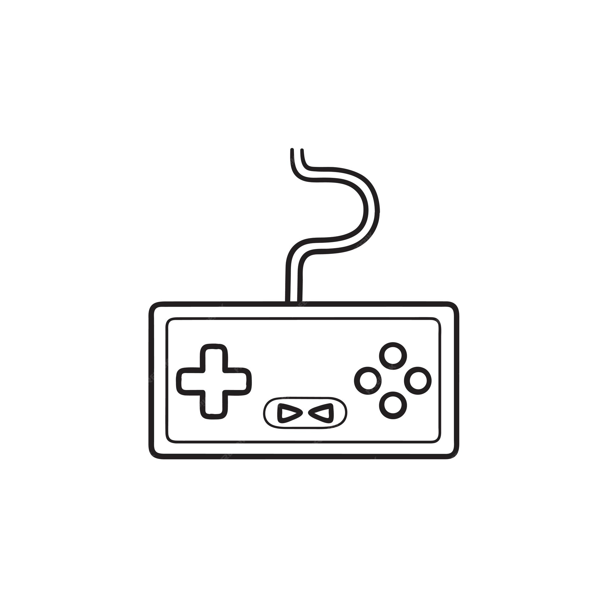 Ícone de esboço desenhado de mão do console de jogos. console