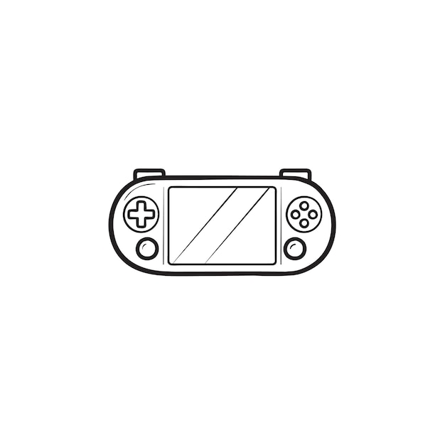 Ícone de esboço desenhado de mão do console de jogos. console