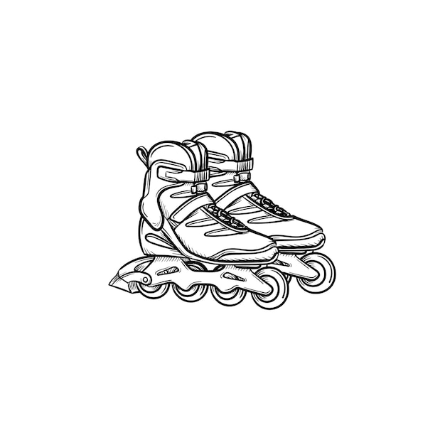 Ícone de esboço desenhado mão sapatos de rolo. ilustração de desenho vetorial de patins para impressão, web, mobile e infográficos isolados no fundo branco.