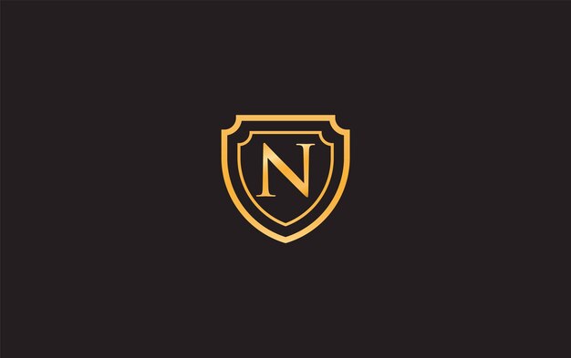 Ícone de escudo letra N vetor de design de logotipo