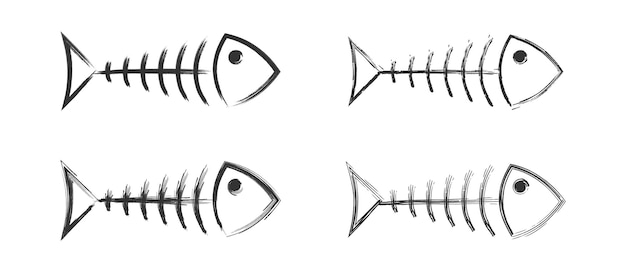 Vetor Ícone de esqueleto de peixe ilustração vetorial