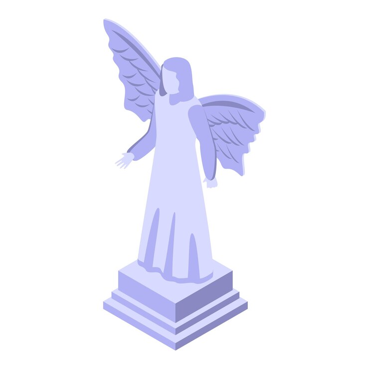Vetor ícone de estátua de anjo isométrico do ícone vetorial de estátua de anjo para web design isolado em fundo branco