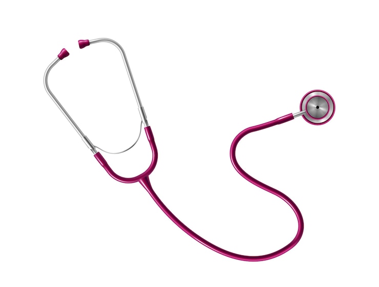 Vetor ícone de estetoscópio realista. equipamento médico para verificar batimentos cardíacos e respiração. ferramentas de exame de diagnóstico clínico para ouvir o pulso. conceito de saúde. ilustração vetorial