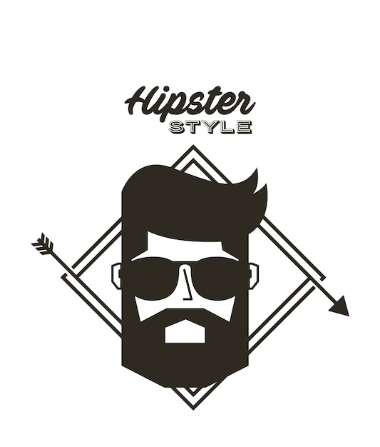 Vetor Ícone de estilo de cabeça homem hipster isolado