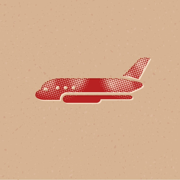 Vetor Ícone de estilo de meio-tom de avião com ilustração vetorial de fundo grunge