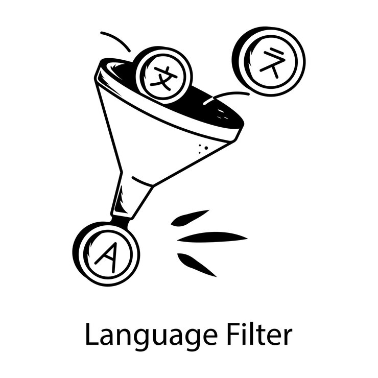 Vetor ícone de estilo doodle premium de um filtro de linguagem